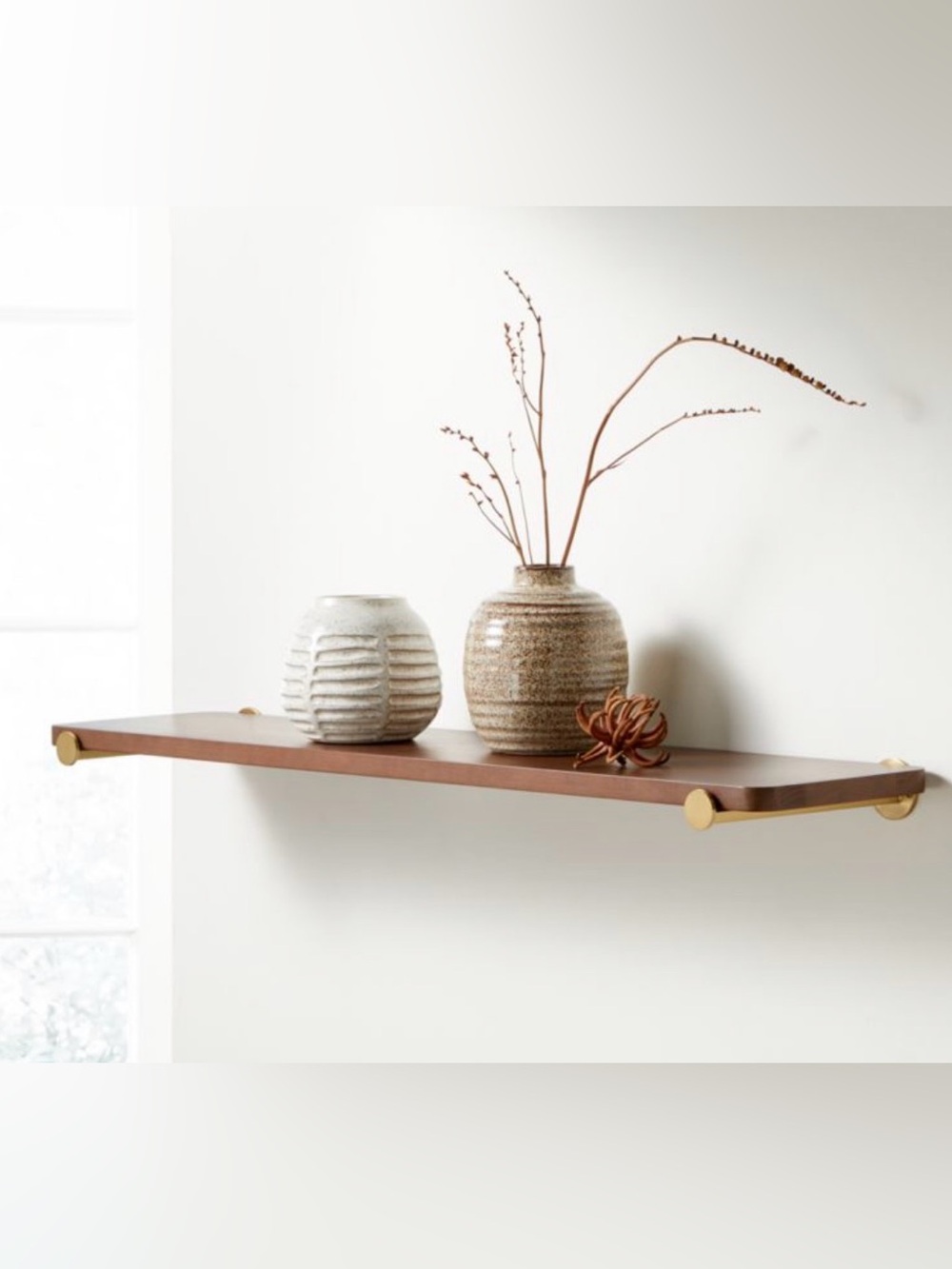 NWT Crate and Barrel Brass Riggs Dot Wall Shelf Bracket Set